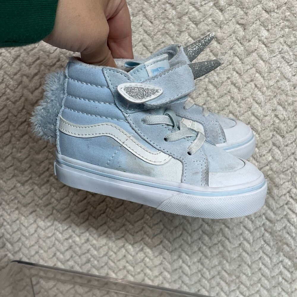 Vans Toddler Light Blue Silver Glitter Unicorn Sk8-Hi Size 6 Whimsical Fairycore - Picture 14 of 14